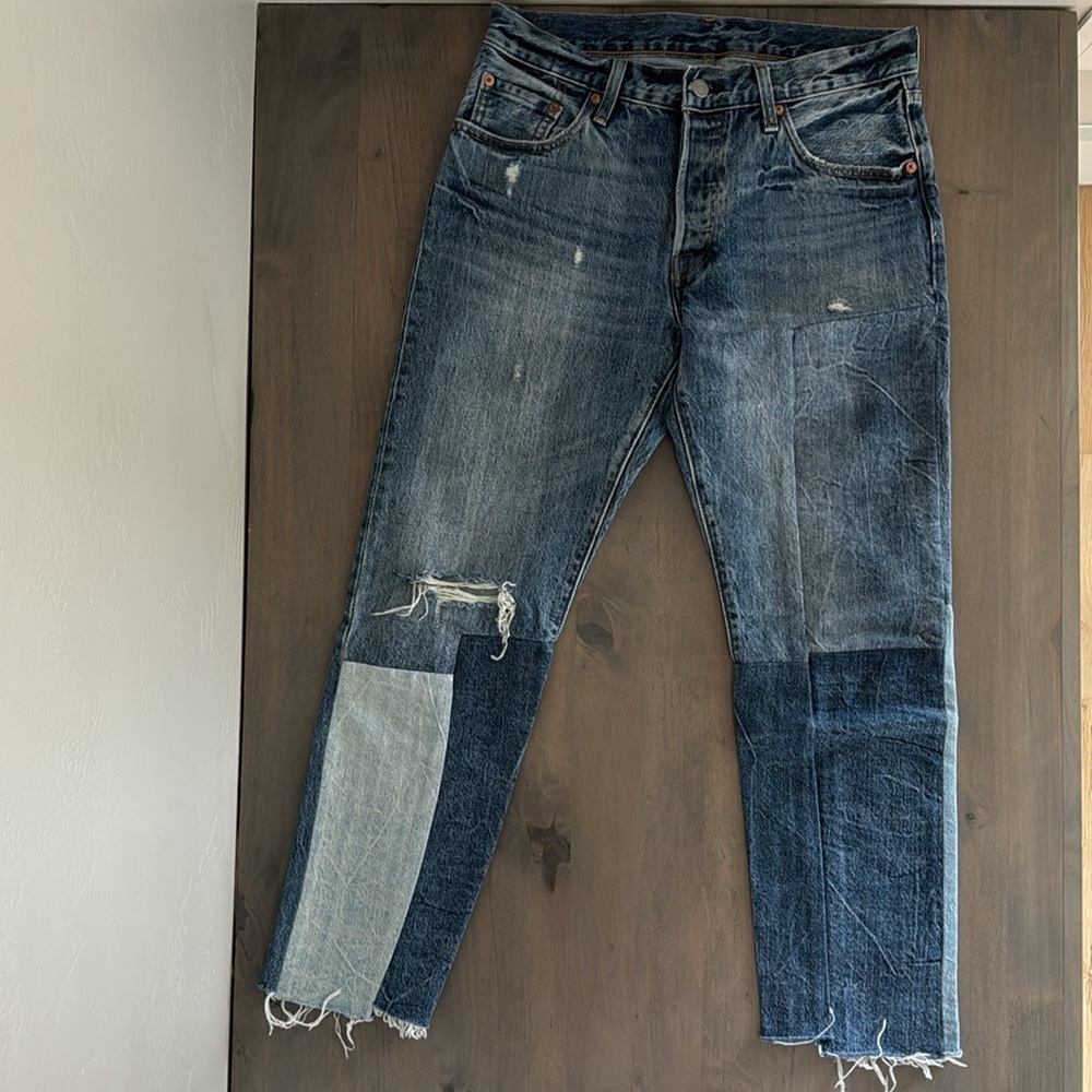 Levi’s 501 crop patchwork Jean